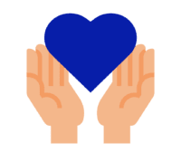 hands holding a blue heart