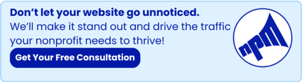 SEO service promotion: Don't let your website go unnoticed. We’ll make it stand out and drive traffic your nonprofit needs. Free consultation offer.